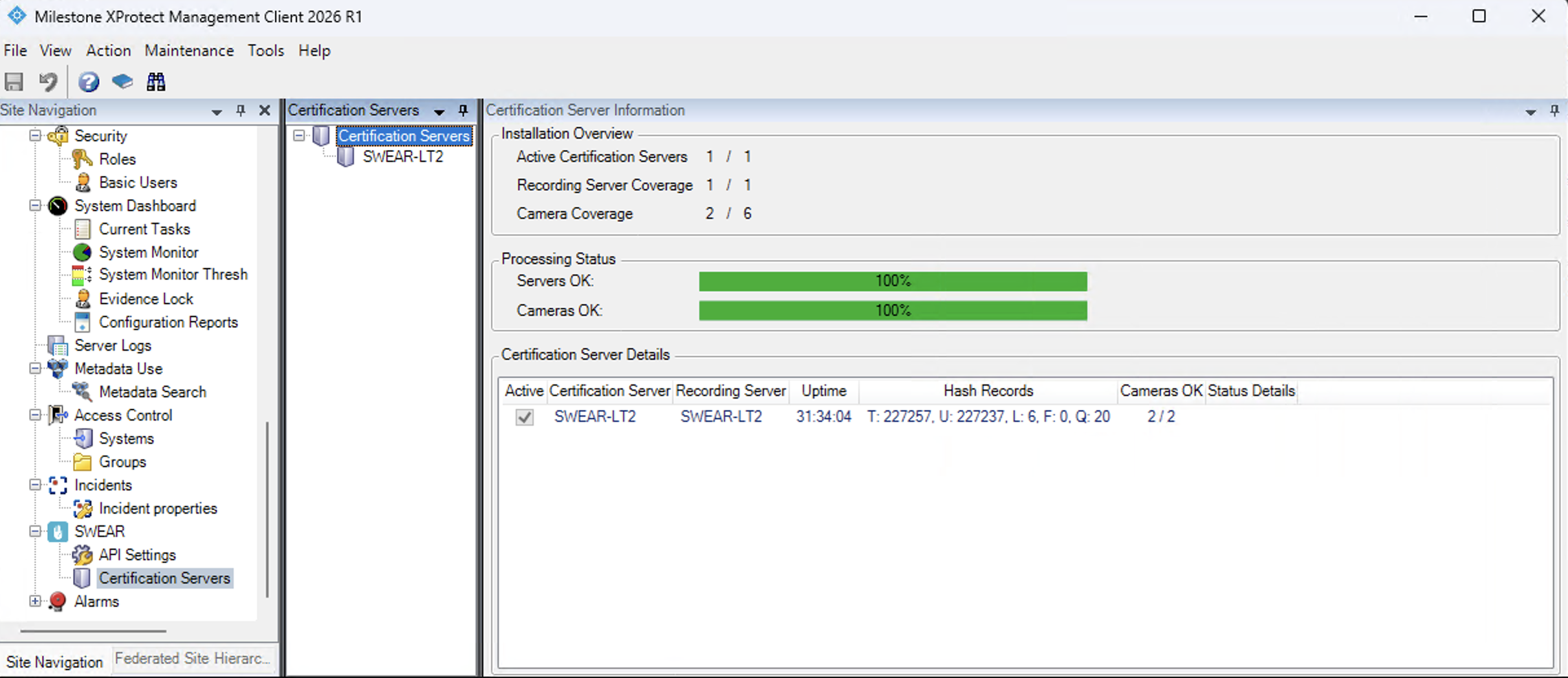 Figure 1: SWEAR Information Pane